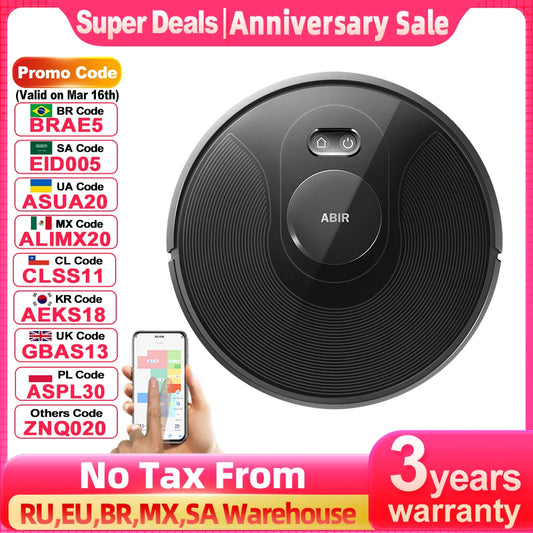 ABIR X8 Robot Vacuum Cleaner ,Laser System, Multiple Floors Maps, Zone Cleaning,Restricted Area Setting for Home Carpet Cleaning